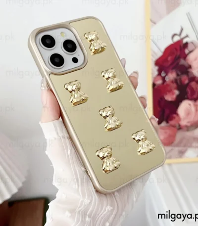 3D Bear Embellished Mirror iPhone Case by milgaya.pk