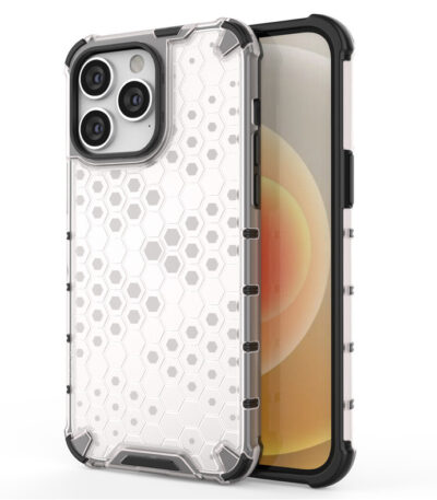 Honeycomb Anti-Fall Transparent White iPhone Case by milgaya.pk