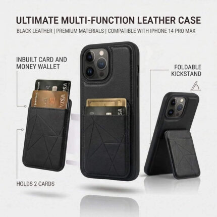 iPhone 12 Pro Max Premium Leather Wallet Phone Case with Card Holder Slots & Back Flip Kickstand