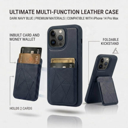 iPhone 13 Pro Max Premium Leather Wallet Phone Case with Card Holder Slots & Back Flip Kickstand