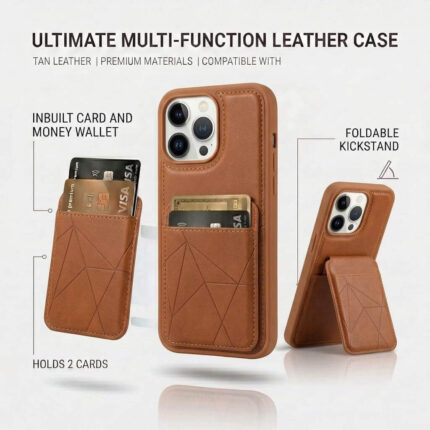 iPhone 14 Pro Max Premium Leather Wallet Phone Case with Card Holder Slots & Back Flip Kickstand
