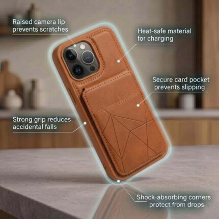 iPhone 14 Pro Max Premium Leather Wallet Phone Case with Card Holder Slots & Back Flip Kickstand